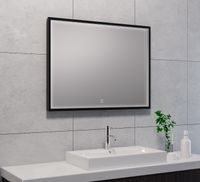 Mueller Square LED spiegel 80x60cm mat zwart met spiegelverwarming