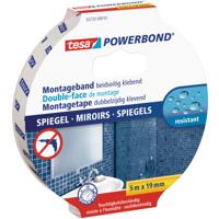 Tesa dubbelzijdig montagetape - 3x rol - 5 meter - voor spiegels - waterproof - tape