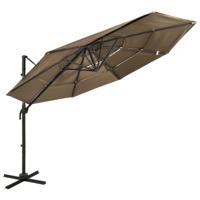 VidaXL Parasol 4-laags met aluminium paal 3x3 m taupe