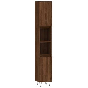 The Living Store Badkaast Bruineiken - s - Kasten - 30x30x190cm - Duurzaam materiaal