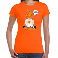 Halloween verkleed t-shirt dames - pompoen kabouter/gnome - oranje - themafeest outfit
