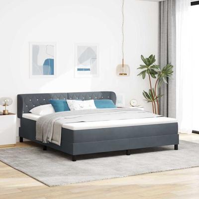 Boxspringbed met matras fluweel donkergrijs 180x200 cm