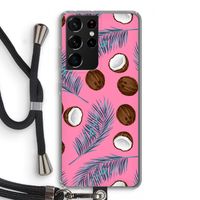 Kokosnoot roze: Samsung Galaxy S21 Ultra Transparant Hoesje met koord