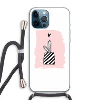 Zwart-wit cactus: iPhone 12 Pro Max Transparant Hoesje met koord