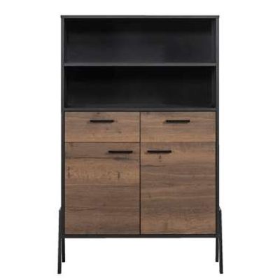 Vitrine Tycho - eikenkleur/zwart - 161x103x39 cm