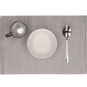 Placemats - 6x stuks - licht grijs - polyester - 45 x 30 cm