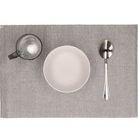 Placemats - 6x stuks - licht grijs - polyester - 45 x 30 cm - thumbnail