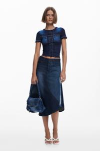 Patchwork denim rok - BLUE - XL