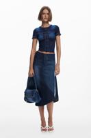 Patchwork denim rok - BLUE - L - thumbnail