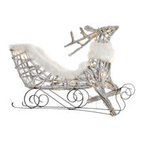 Kerstversiering DKD Home Decor Rendier en slee Wit vlechtwerk Rendier 75 x 20 x 53 cm