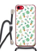 Ananas bladeren: iPhone SE 2020 Transparant Hoesje met koord