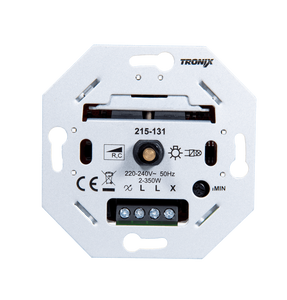 LED dimmer 2-350W universeel toepasbaar in bestaande hotelschakeling draaidruk dimmer Tronix 215-131