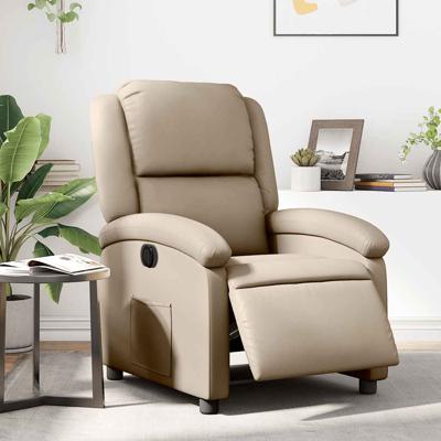 Fauteuil verstelbaar elektrisch kunstleer cappuccinokleurig