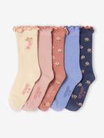 Set van 5 paar sokken "fleurettes" meisje rouge