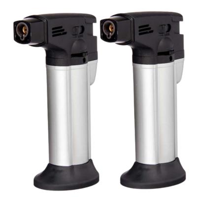 Multifunctionele brander - 2x - zilver - hervulbaar - 11 cm - mini gasbrander - stormaansteker Multifunctionele brander - 2x - zilver - hervulbaar - 11 cm - mini gasbrander - stormaansteker