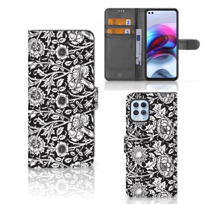 Motorola Moto G100 Hoesje Black Flowers Motorola Moto G100 Hoesje Black Flowers