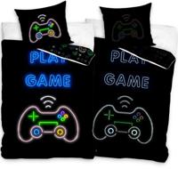 Gamer Play Game Dekbedovertrek Glow in the Dark zwart 140 x 200 cm - 70 x 90 cm - katoen