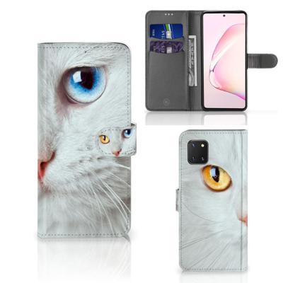Samsung Note 10 Lite | Telefoonhoesje | Met pasjeshouder | Witte Kat