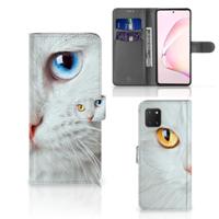 Samsung Note 10 Lite | Telefoonhoesje | Met pasjeshouder | Witte Kat
