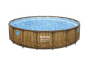 Bestway - Power Steel Swim Vista - Opzetzwembad inclusief filterpomp en accessoires - 549x122 cm - Houtprint - Rond