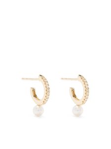 Mizuki boucles d'oreilles en or 14ct serties de diamants et de perles