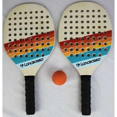 Tennisset 2 houten rackets en 1 bal - SPORT EN PLEZIER - STRAND - Kinderen - Multicolor