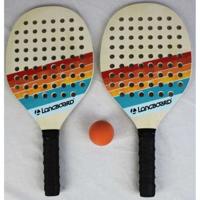 Tennisset 2 houten rackets en 1 bal - SPORT EN PLEZIER - STRAND - Kinderen - Multicolor