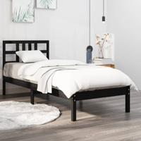 Bedframe massief hout zwart 75x190 cm