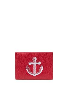 Thom Browne porte-cartes en cuir à motif ancre brodé - Rouge