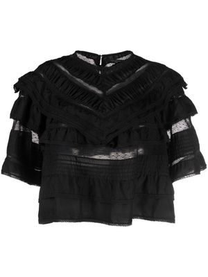 ISABEL MARANT haut crop Cielo à volants superposés - Noir