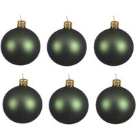 6x Donkergroene glazen kerstballen 6 cm mat - thumbnail