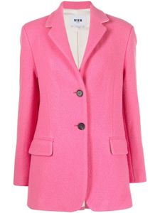 MSGM blazer boutonné à col cranté - Rose