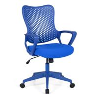 Ergonomische Bureaustoel Bureaustoel met Armleuningen en een Rugleuning van Ademend Gaas in Hoogte Verstelbare Draaistoel met Schommelfunctie-Blauw