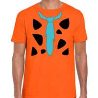 Fred holbewoner kostuum t-shirt oranje voor heren - thumbnail