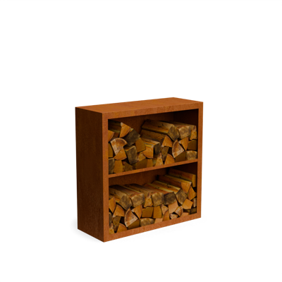 Egura cortenstaal Houtopslag 2 vakken met achterwand L100 x B38,5 x H100 cm - Geroba