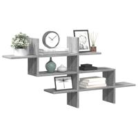 Wandschap 124,5x18x60,5 cm bewerkt hout grijs sonoma eikenkleur