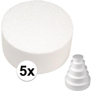 Piepschuim vormen schijf - 5x - 30 cm breed en 7 cm hoog - wit - knutselen - taartschijf - cirkel