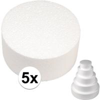 Piepschuim vormen schijf - 5x - 30 cm breed en 7 cm hoog - wit - knutselen - taartschijf - cirkel Piepschuim vormen schijf - 5x - 30 cm breed en 7 cm hoog - wit - knutselen - taartschijf - cirkel