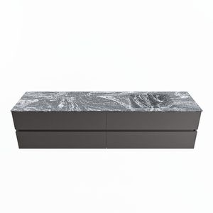 MONDIAZ VICA-DLUX 200cm badmeubel onderkast Dark grey 4 lades. Inbouw wastafel CLOUD rechts 1 kraangat, kleur Lava.