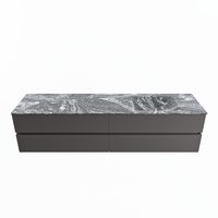 MONDIAZ VICA-DLUX 200cm badmeubel onderkast Dark grey 4 lades. Inbouw wastafel CLOUD rechts 1 kraangat, kleur Lava. - thumbnail