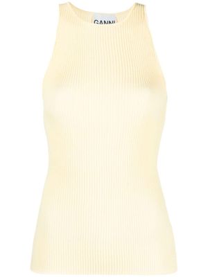 GANNI débardeur en maille nervurée - Jaune