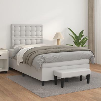 Boxspring met matras kunstleer wit 120x200 cm