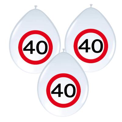 Ballonnen 40 jaar - 16x - stopbord - wit - 40 cm