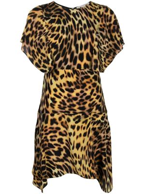 Stella McCartney robe en soie à imprimé léopard - Marron