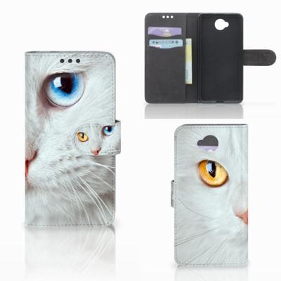 Microsoft Lumia 650 | Telefoonhoesje | Met pasjeshouder | Witte Kat