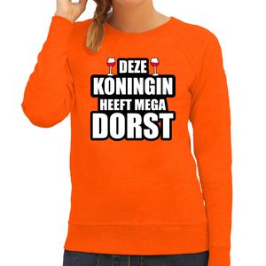 Deze Koningin heeft mega dorst / wijn sweater oranje voor dames - Koningsdag truien 2XL  -