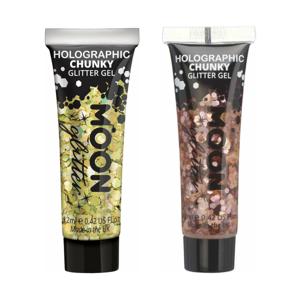 Moon Creations Chunky Glittergel set - voor lichaam en gezicht - goud en rose goud