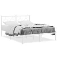 Bedframe met hoofdbord metaal wit 135x190 cm