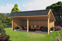 Lariks/Douglas Kapschuur Bergen XL type 2 677x452 cm- Kapschuurdak- Onbehandeld lariks Douglas hout- Tuindeco