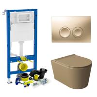 Geberit UP100 Toiletset Compleet | Inbouwreservoir | Salenzi Civita Mat Taupe met drukplaat
